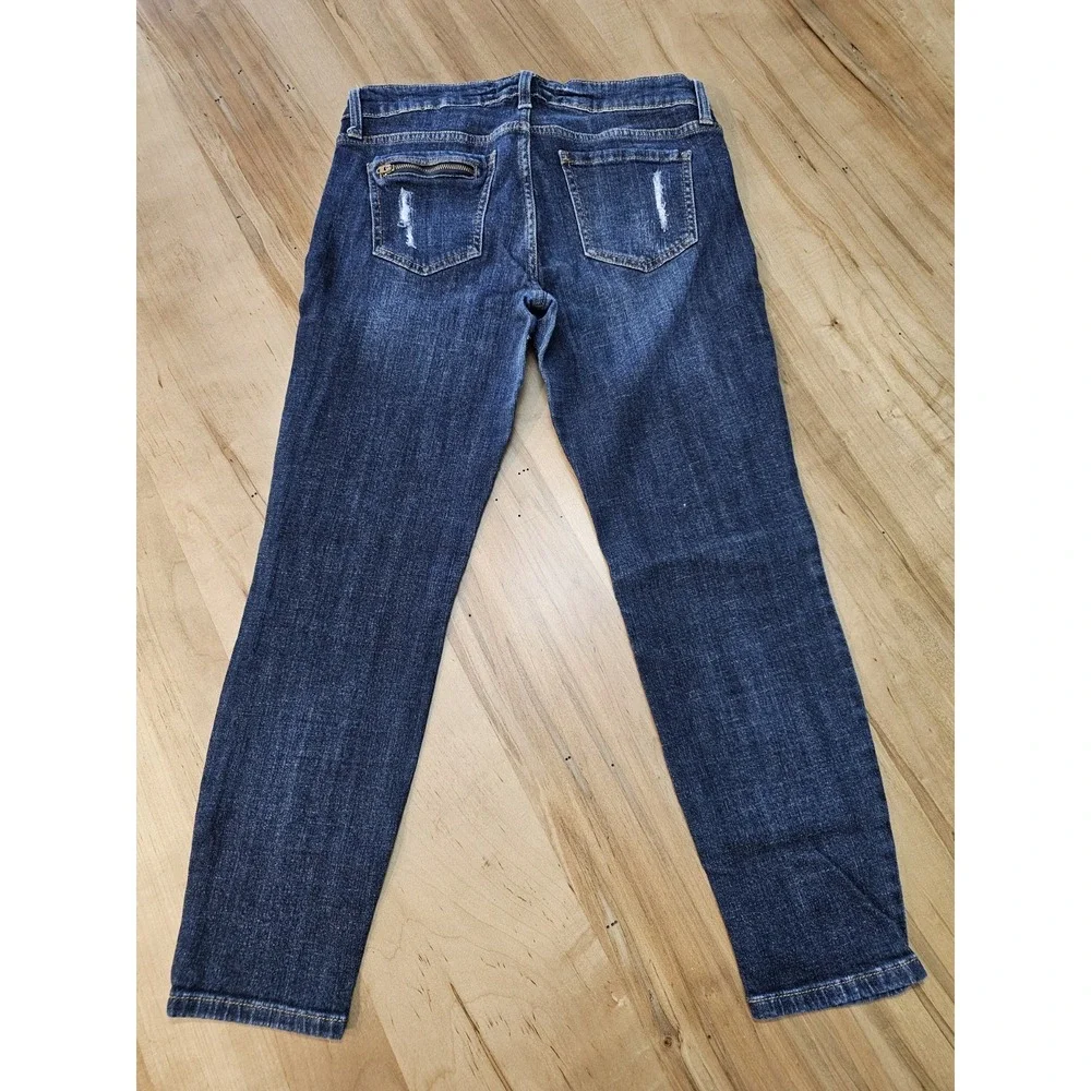 Eunina Women's Mid Rise Destructed Skinny Jeans‎ Size 30 Distressed Dark Wash - Picture 7 of 9